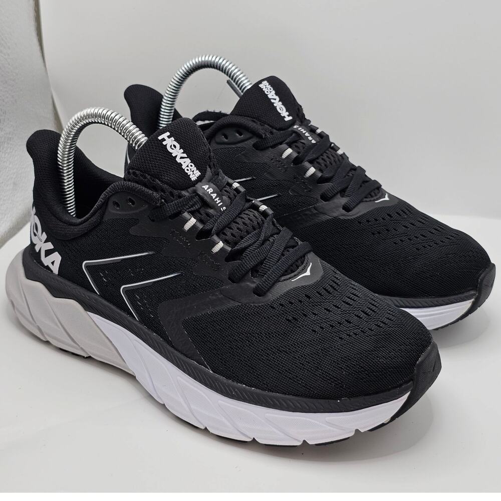 Hoka One One Arahi 5 Wide Black White Womens 7 D UK 5.5 Running Shoes